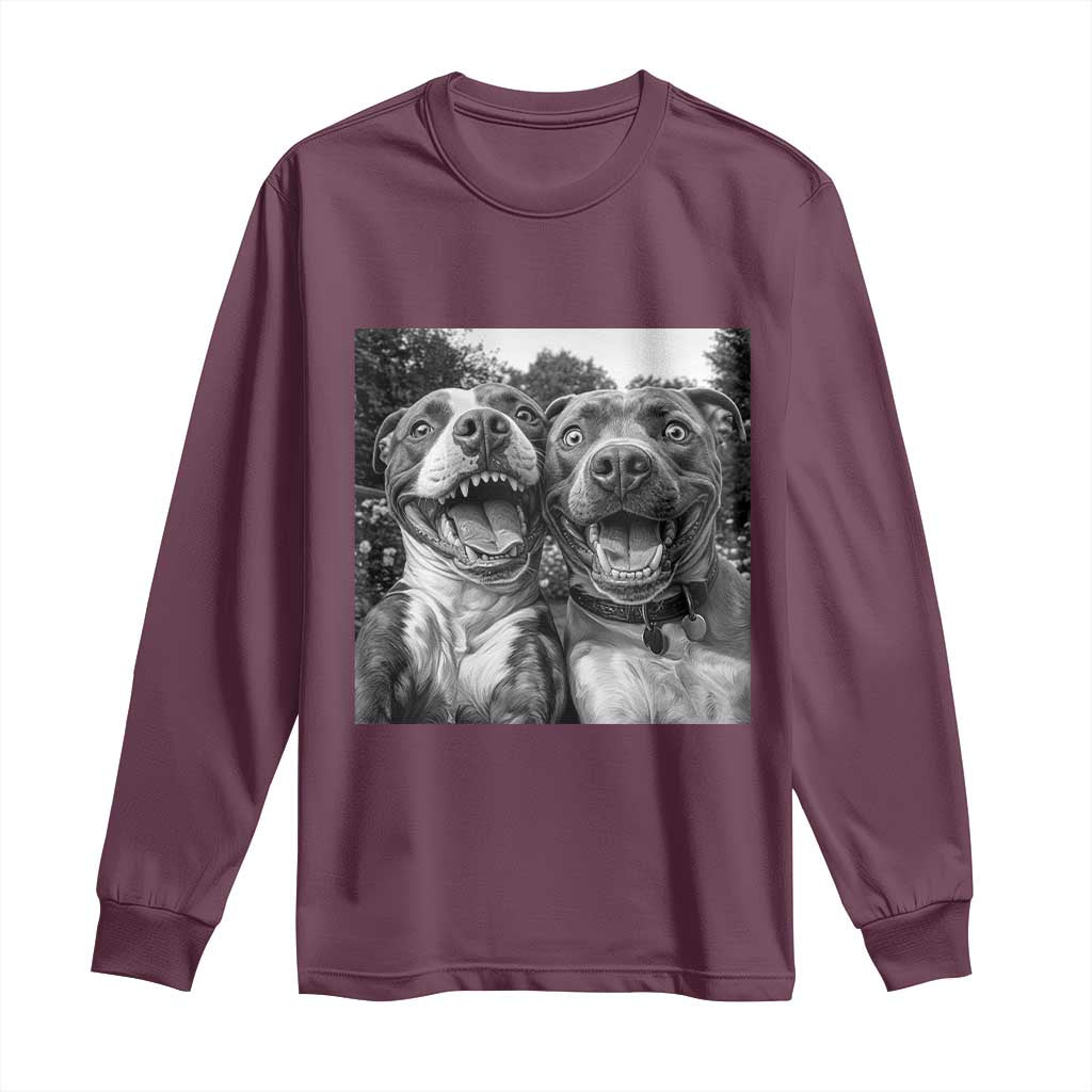 Pitbull Selfie Meme Long Sleeve Shirt Funny Dog Lover Graphic