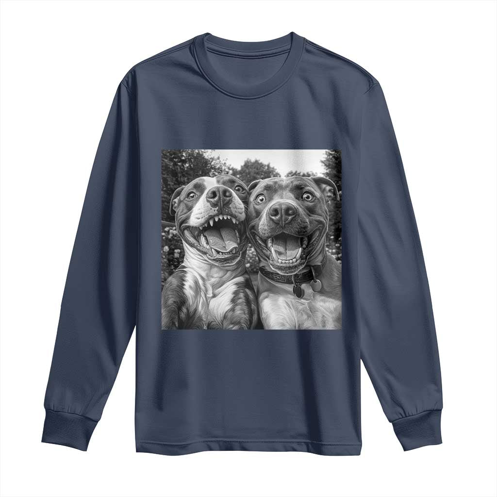 Pitbull Selfie Meme Long Sleeve Shirt Funny Dog Lover Graphic