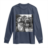Pitbull Selfie Meme Long Sleeve Shirt Funny Dog Lover Graphic