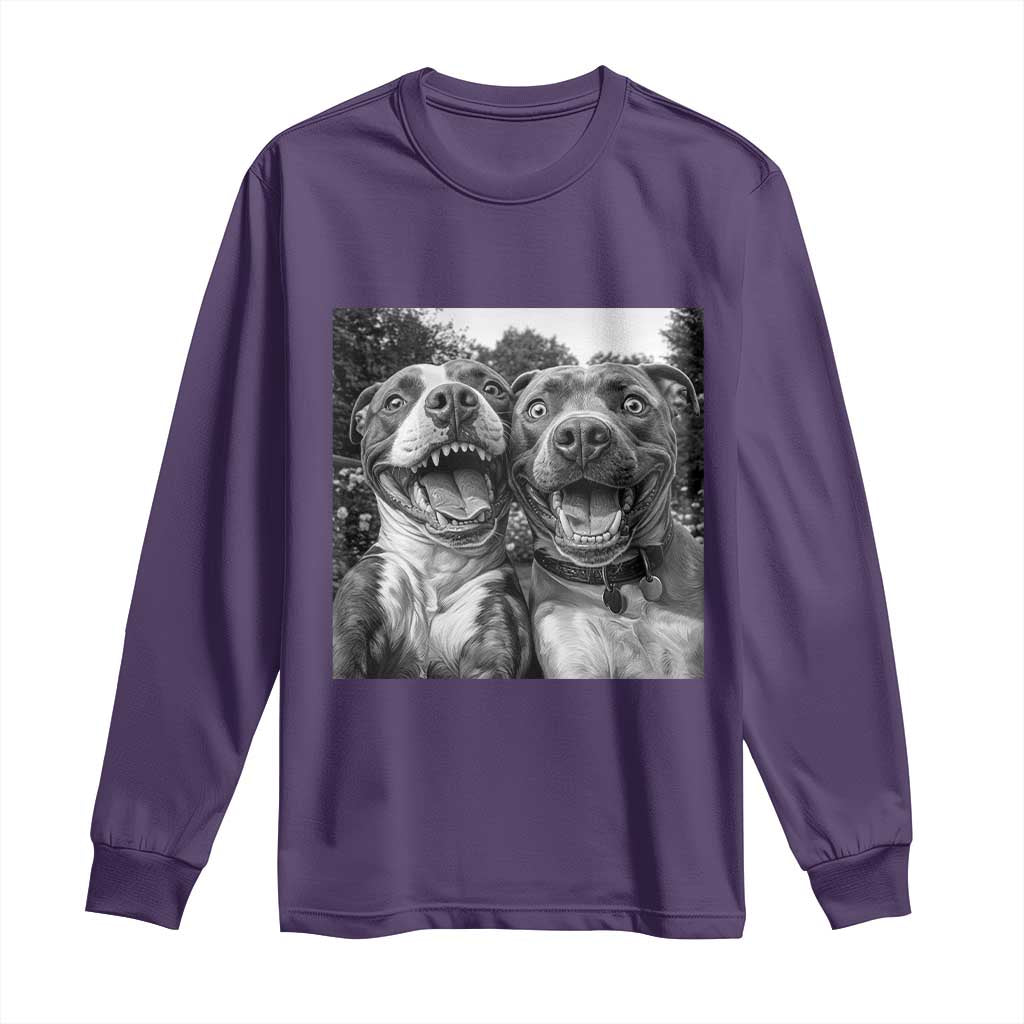Pitbull Selfie Meme Long Sleeve Shirt Funny Dog Lover Graphic