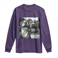 Pitbull Selfie Meme Long Sleeve Shirt Funny Dog Lover Graphic