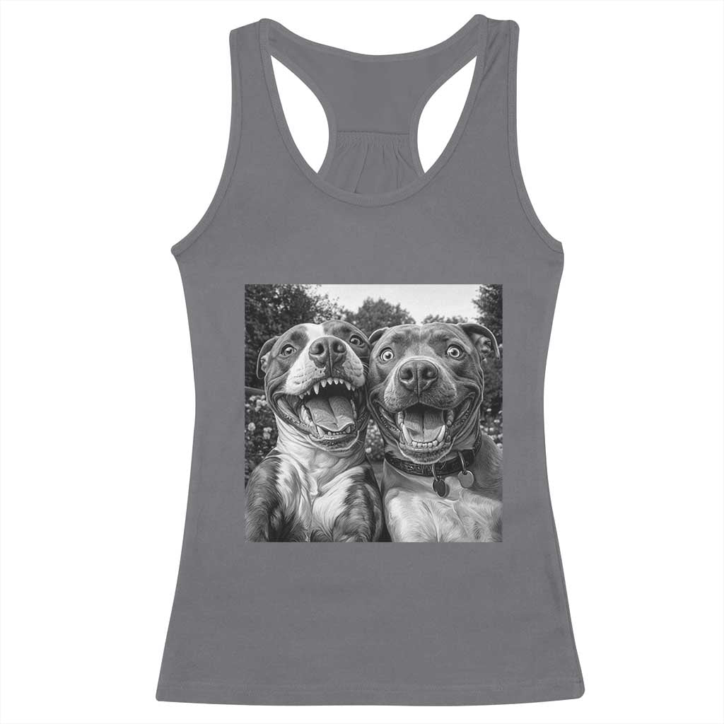 Pitbull Selfie Meme Racerback Tank Top Funny Dog Lover Graphic