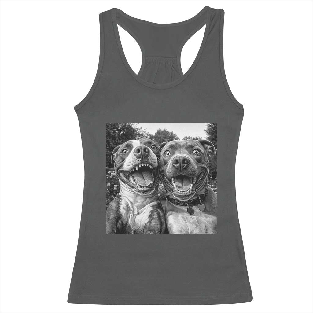Pitbull Selfie Meme Racerback Tank Top Funny Dog Lover Graphic
