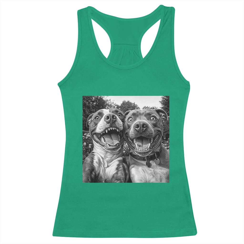 Pitbull Selfie Meme Racerback Tank Top Funny Dog Lover Graphic