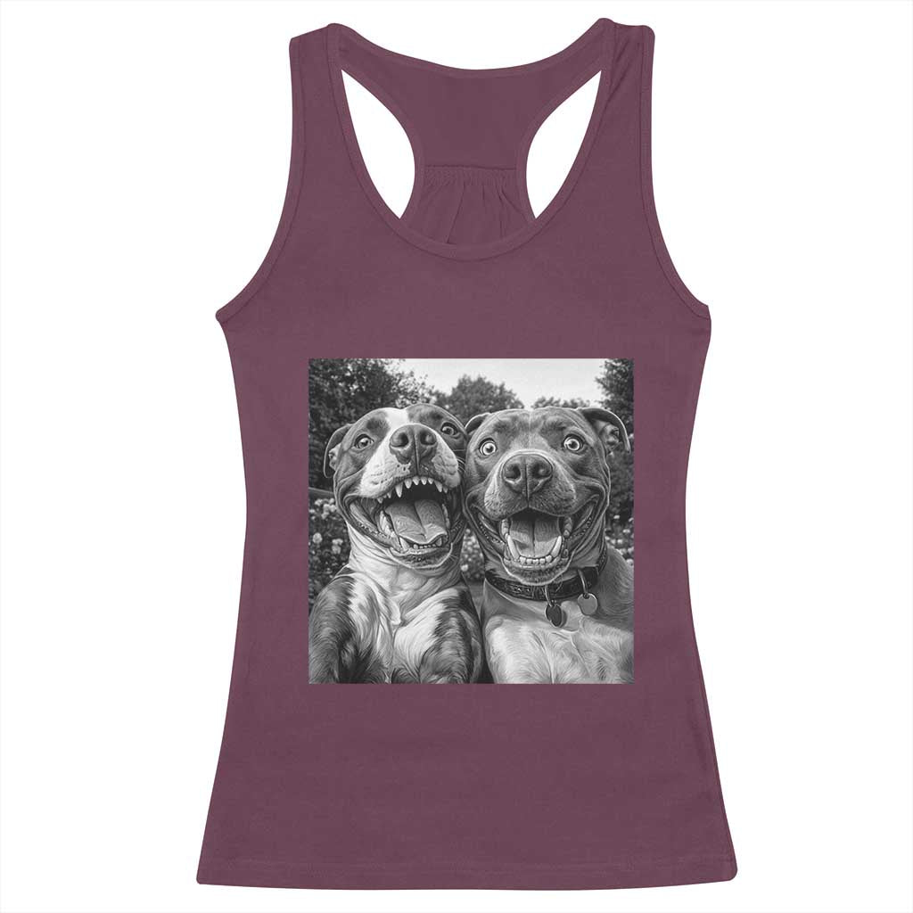 Pitbull Selfie Meme Racerback Tank Top Funny Dog Lover Graphic