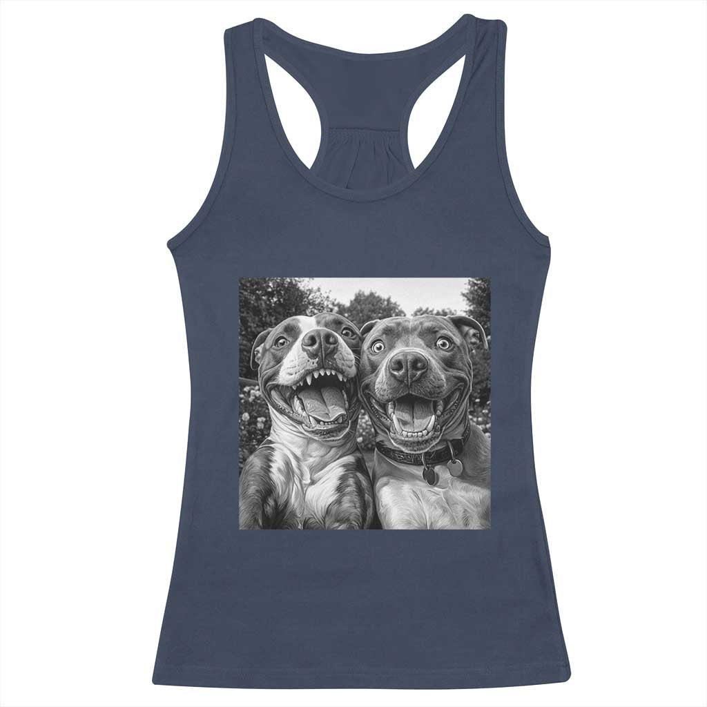 Pitbull Selfie Meme Racerback Tank Top Funny Dog Lover Graphic