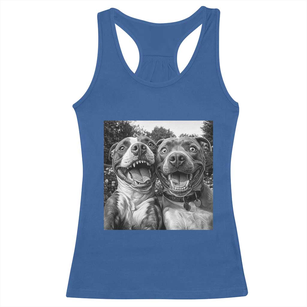 Pitbull Selfie Meme Racerback Tank Top Funny Dog Lover Graphic