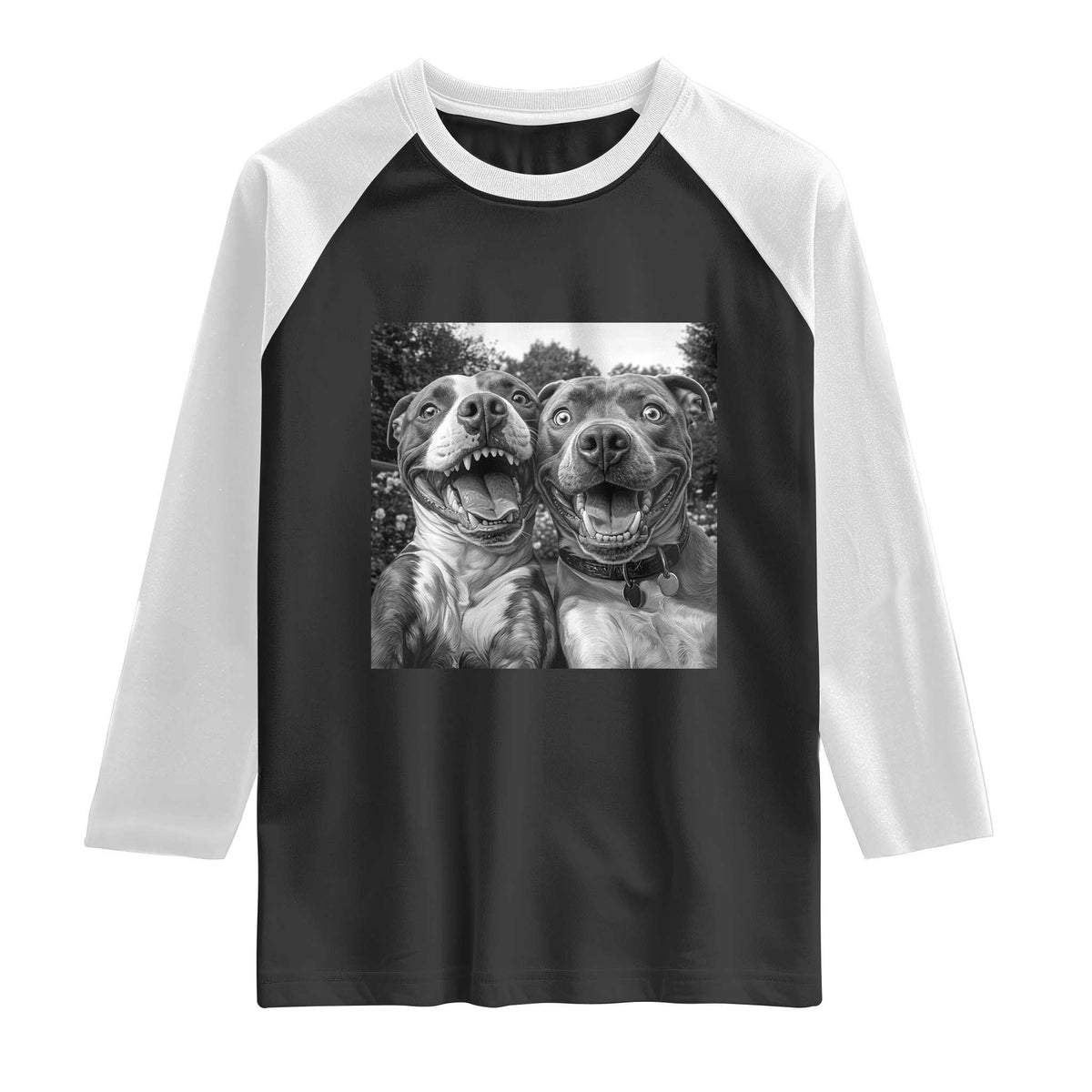 Pitbull Selfie Meme Raglan Shirt Funny Dog Lover Graphic