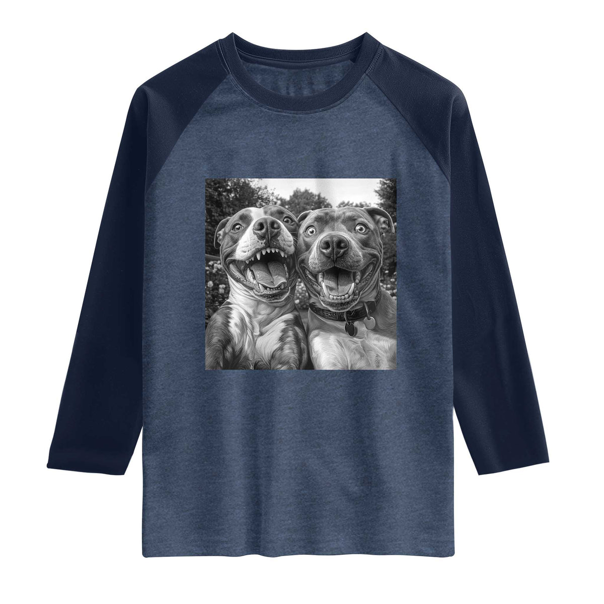 Pitbull Selfie Meme Raglan Shirt Funny Dog Lover Graphic