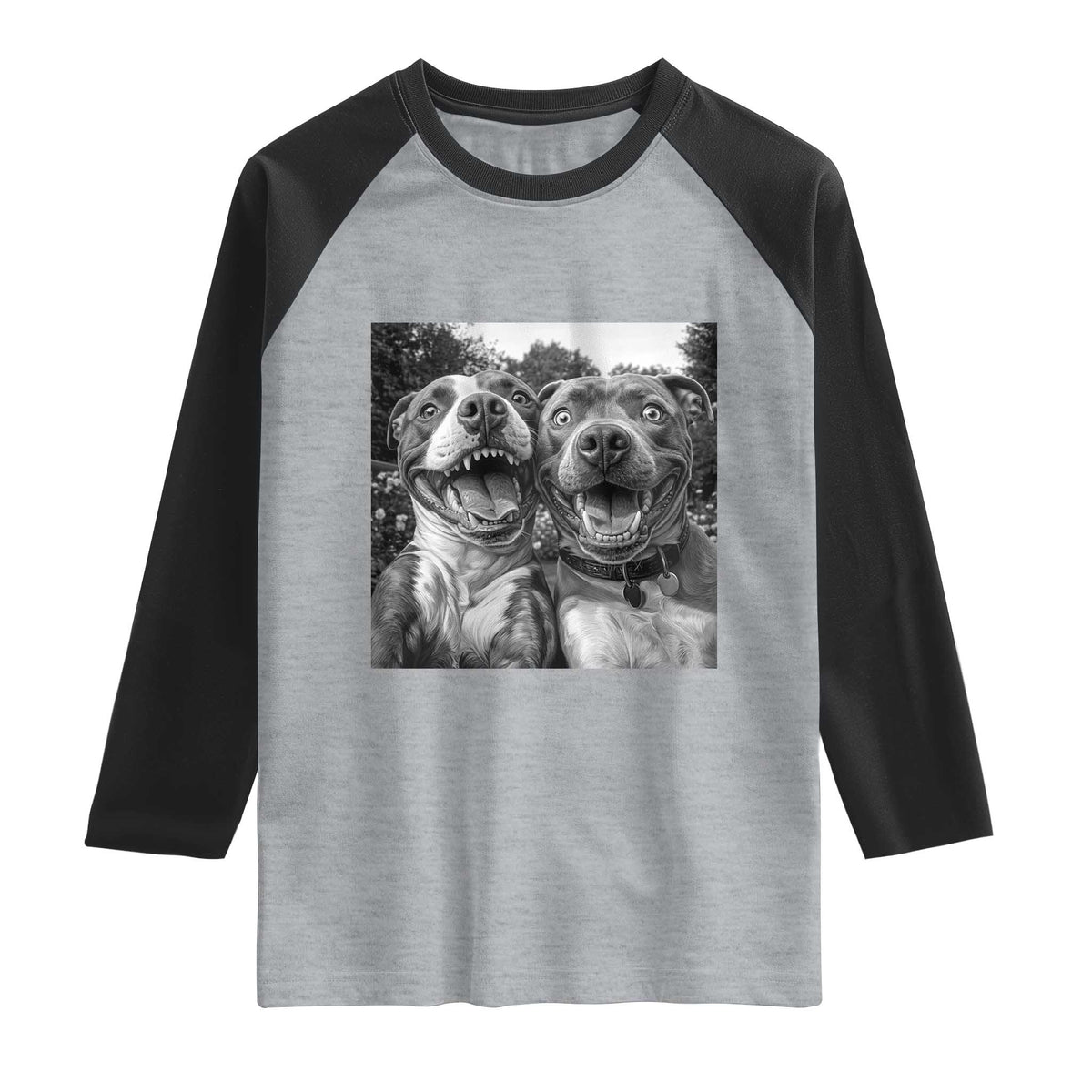 Pitbull Selfie Meme Raglan Shirt Funny Dog Lover Graphic