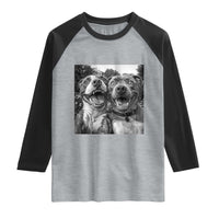Pitbull Selfie Meme Raglan Shirt Funny Dog Lover Graphic