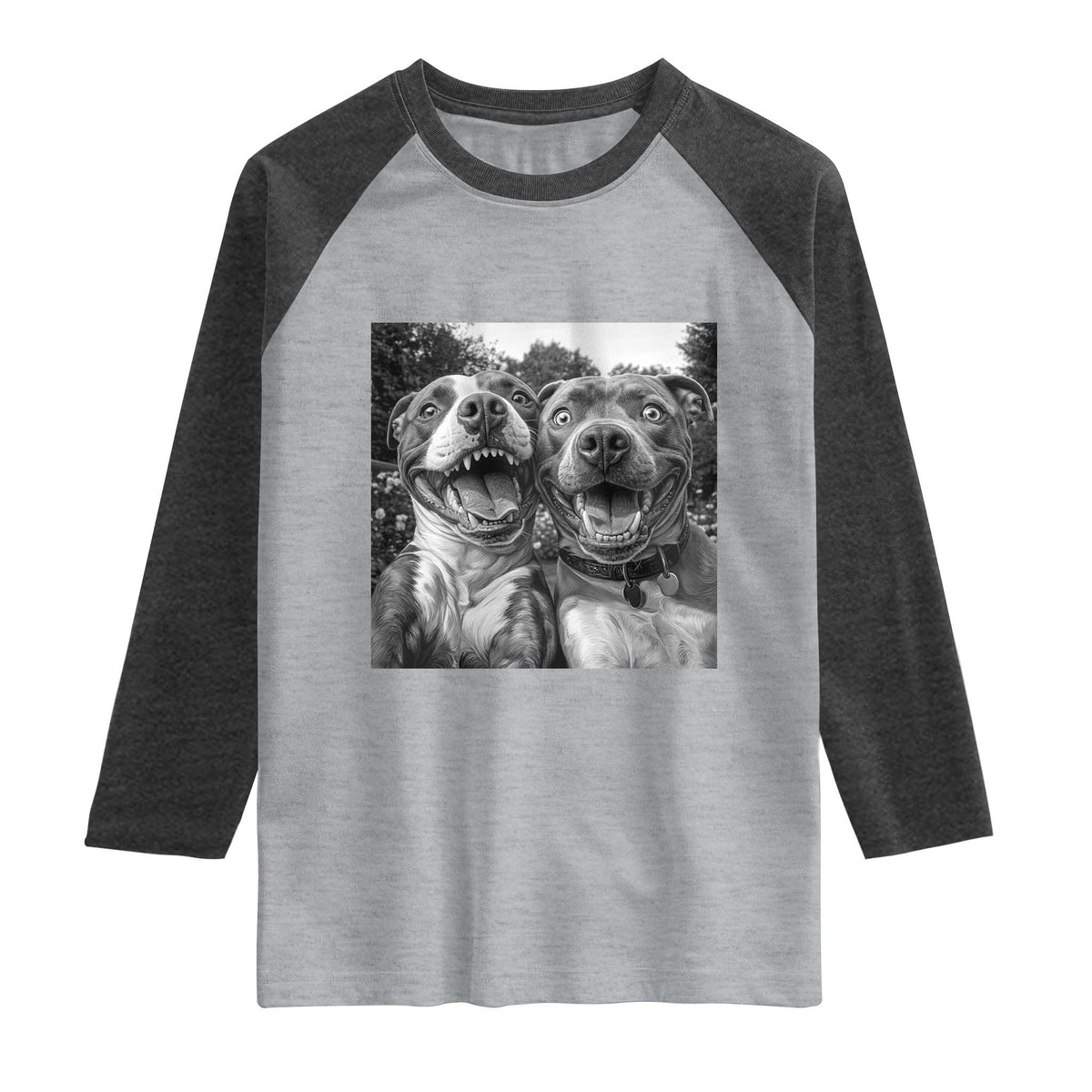 Pitbull Selfie Meme Raglan Shirt Funny Dog Lover Graphic
