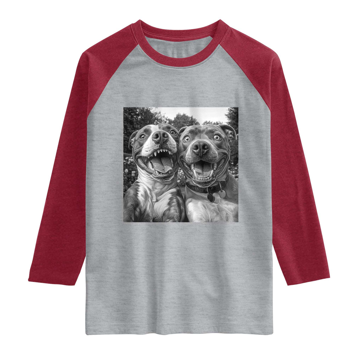 Pitbull Selfie Meme Raglan Shirt Funny Dog Lover Graphic