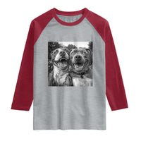 Pitbull Selfie Meme Raglan Shirt Funny Dog Lover Graphic