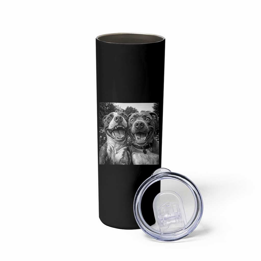 Pitbull Selfie Meme Skinny Tumbler Funny Dog Lover Graphic