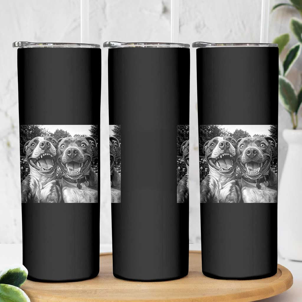 Pitbull Selfie Meme Skinny Tumbler Funny Dog Lover Graphic