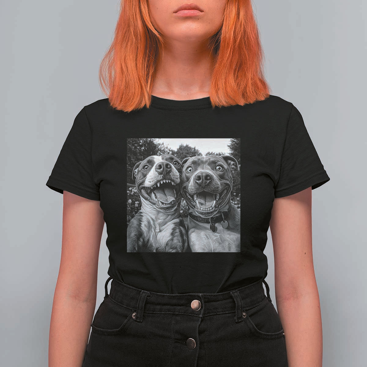 Pitbull Selfie Meme T Shirt For Women Funny Dog Lover Graphic