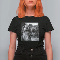 Pitbull Selfie Meme T Shirt For Women Funny Dog Lover Graphic
