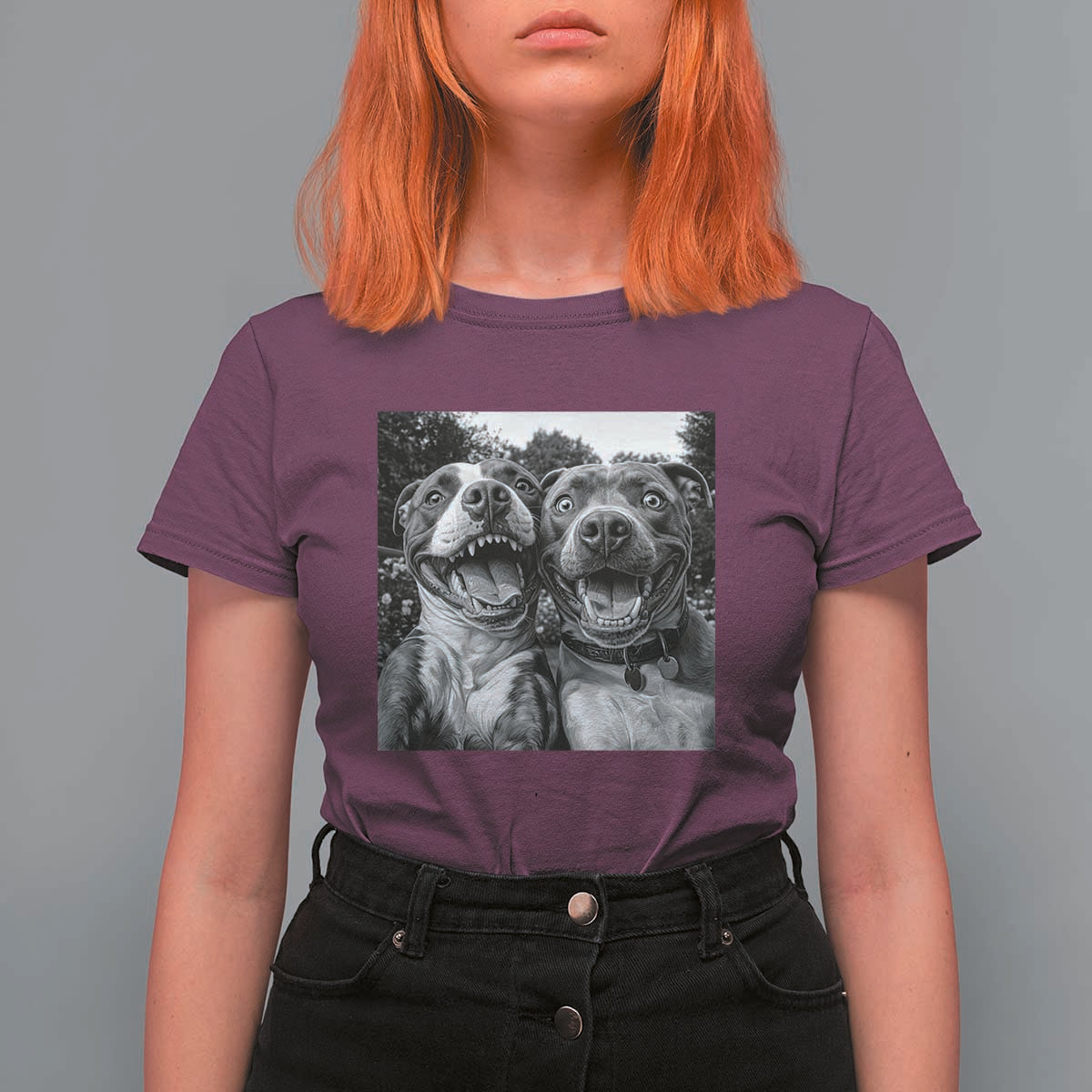Pitbull Selfie Meme T Shirt For Women Funny Dog Lover Graphic