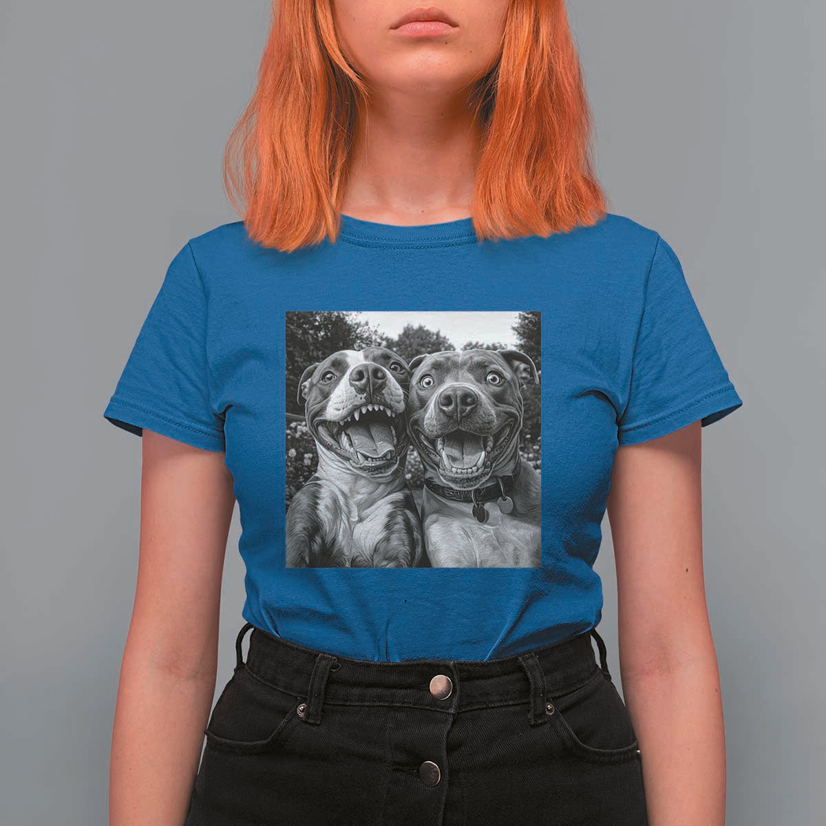 Pitbull Selfie Meme T Shirt For Women Funny Dog Lover Graphic