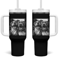 Pitbull Selfie Meme Tumbler With Handle Funny Dog Lover Graphic