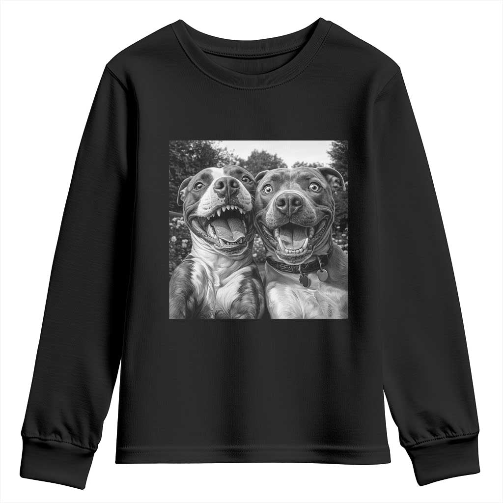 Pitbull Selfie Meme Youth Sweatshirt Funny Dog Lover Graphic