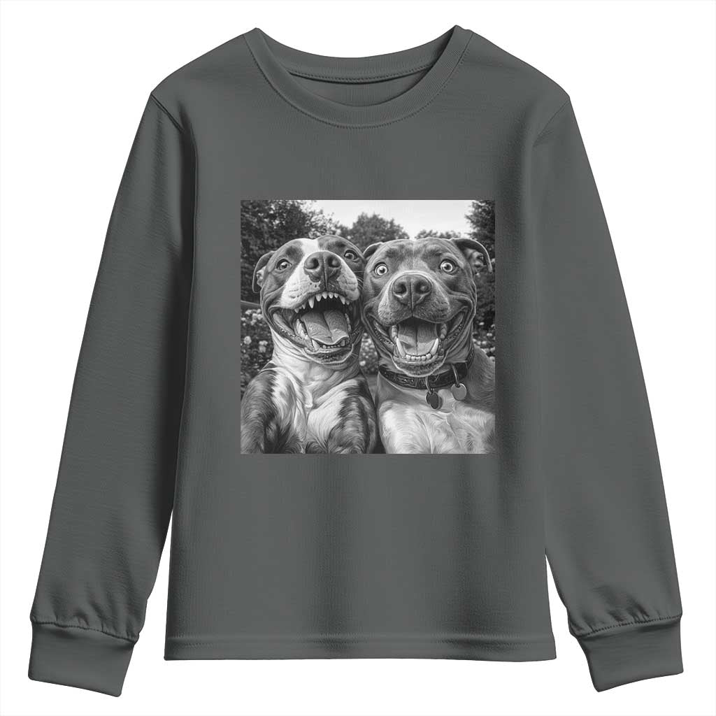 Pitbull Selfie Meme Youth Sweatshirt Funny Dog Lover Graphic