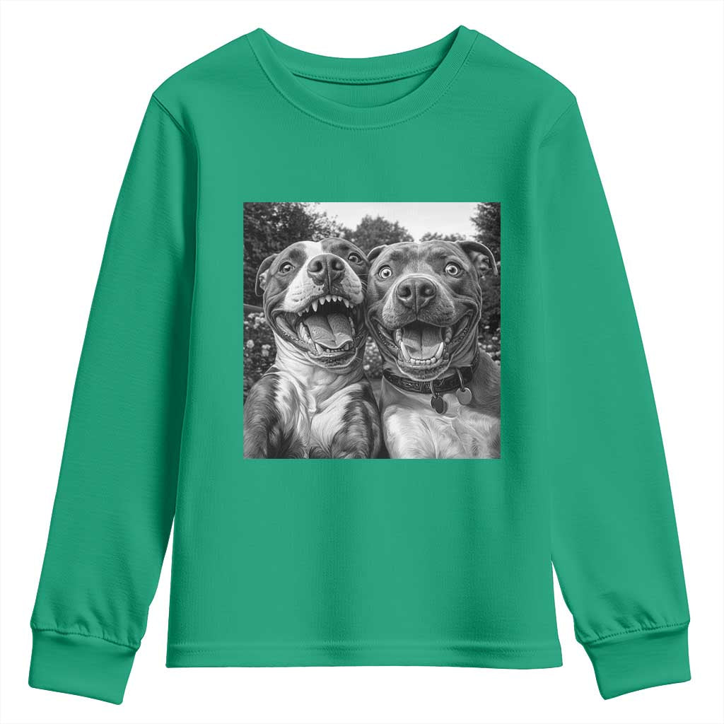 Pitbull Selfie Meme Youth Sweatshirt Funny Dog Lover Graphic