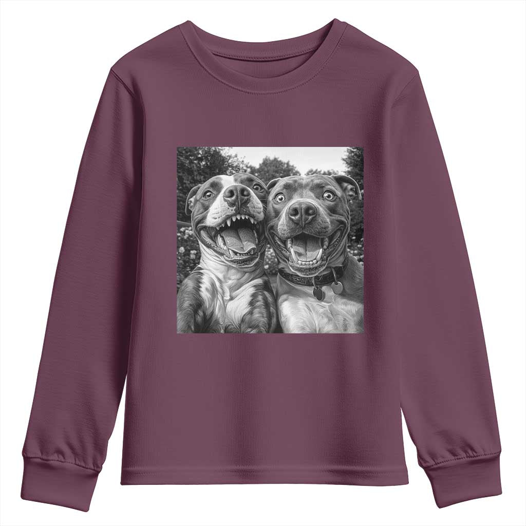 Pitbull Selfie Meme Youth Sweatshirt Funny Dog Lover Graphic