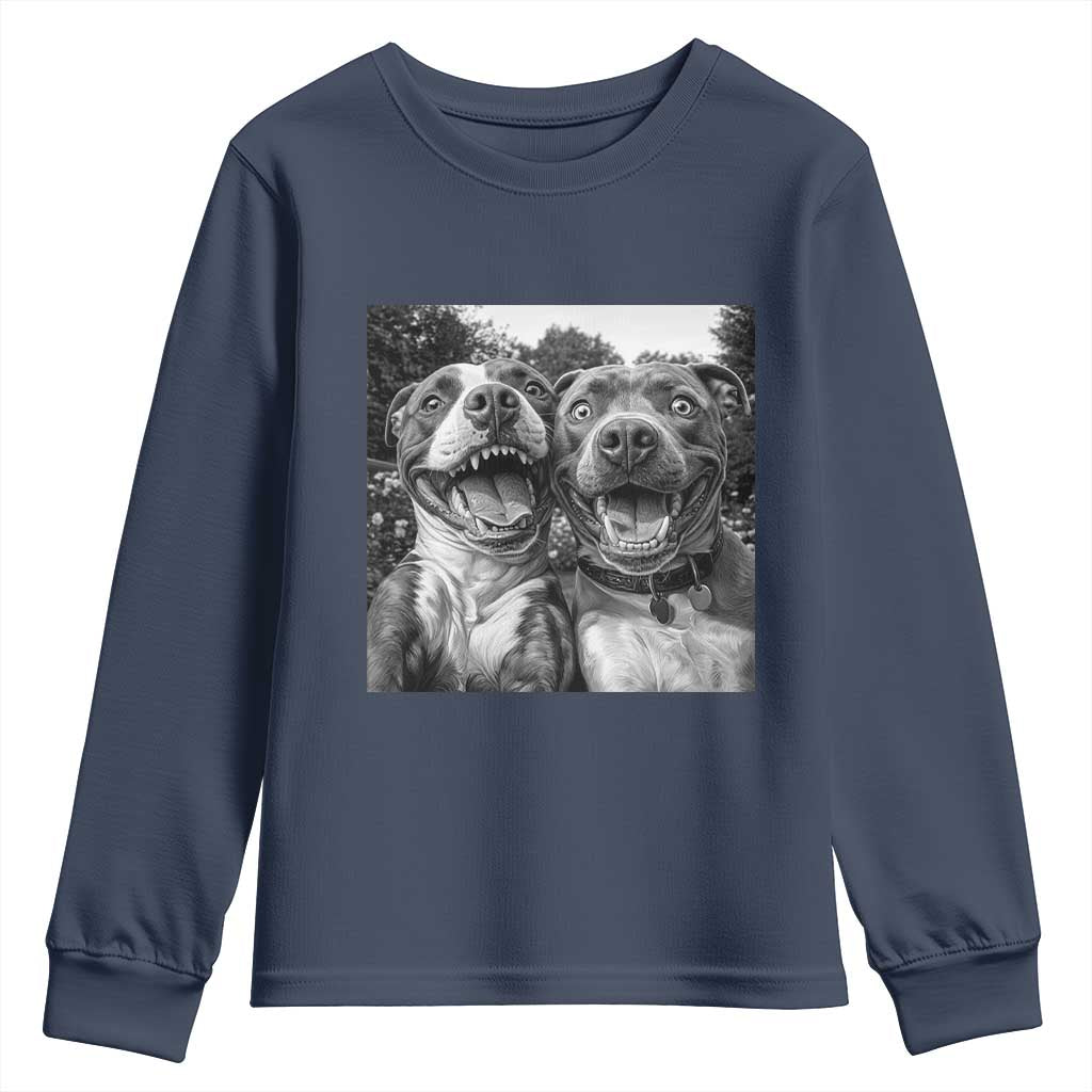 Pitbull Selfie Meme Youth Sweatshirt Funny Dog Lover Graphic