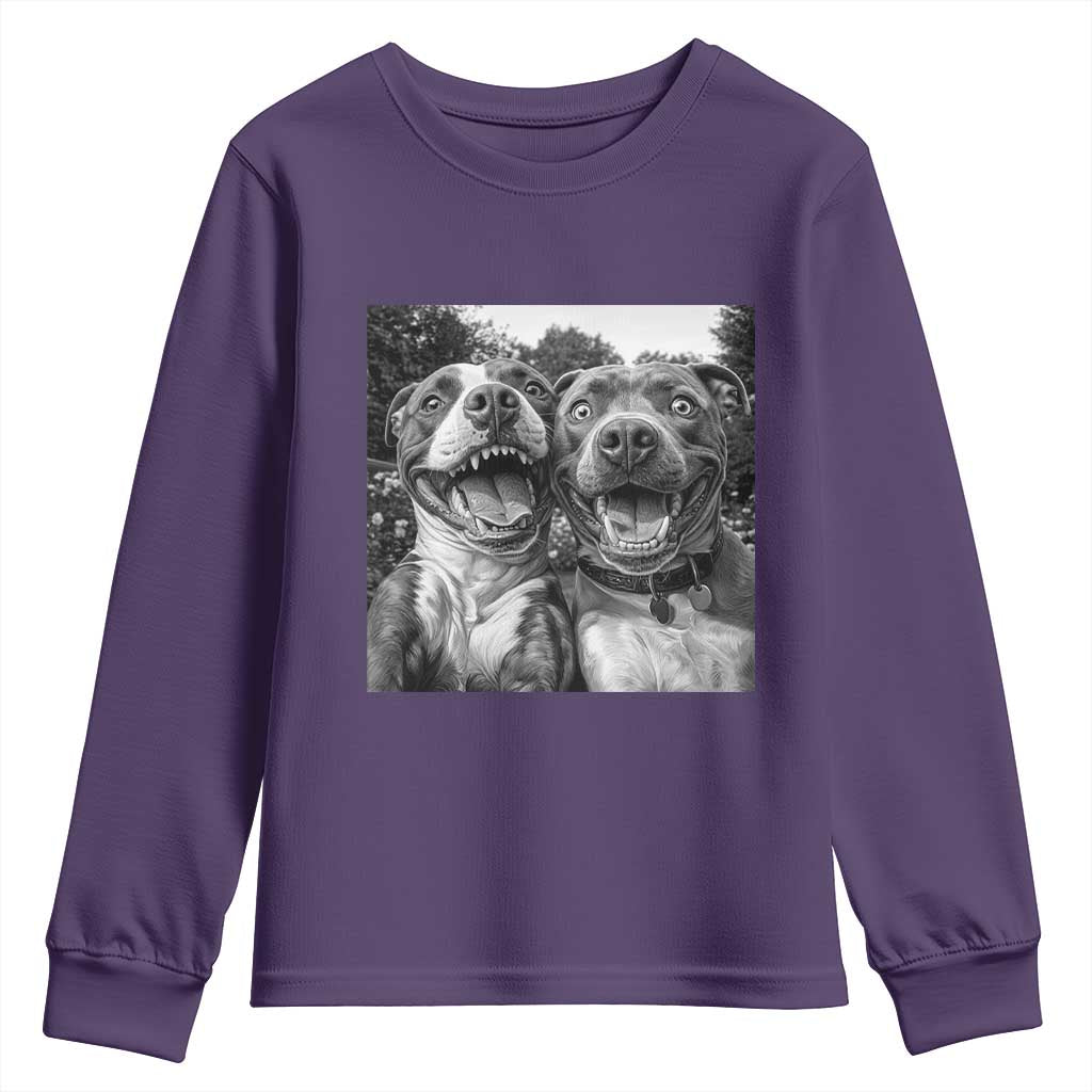Pitbull Selfie Meme Youth Sweatshirt Funny Dog Lover Graphic