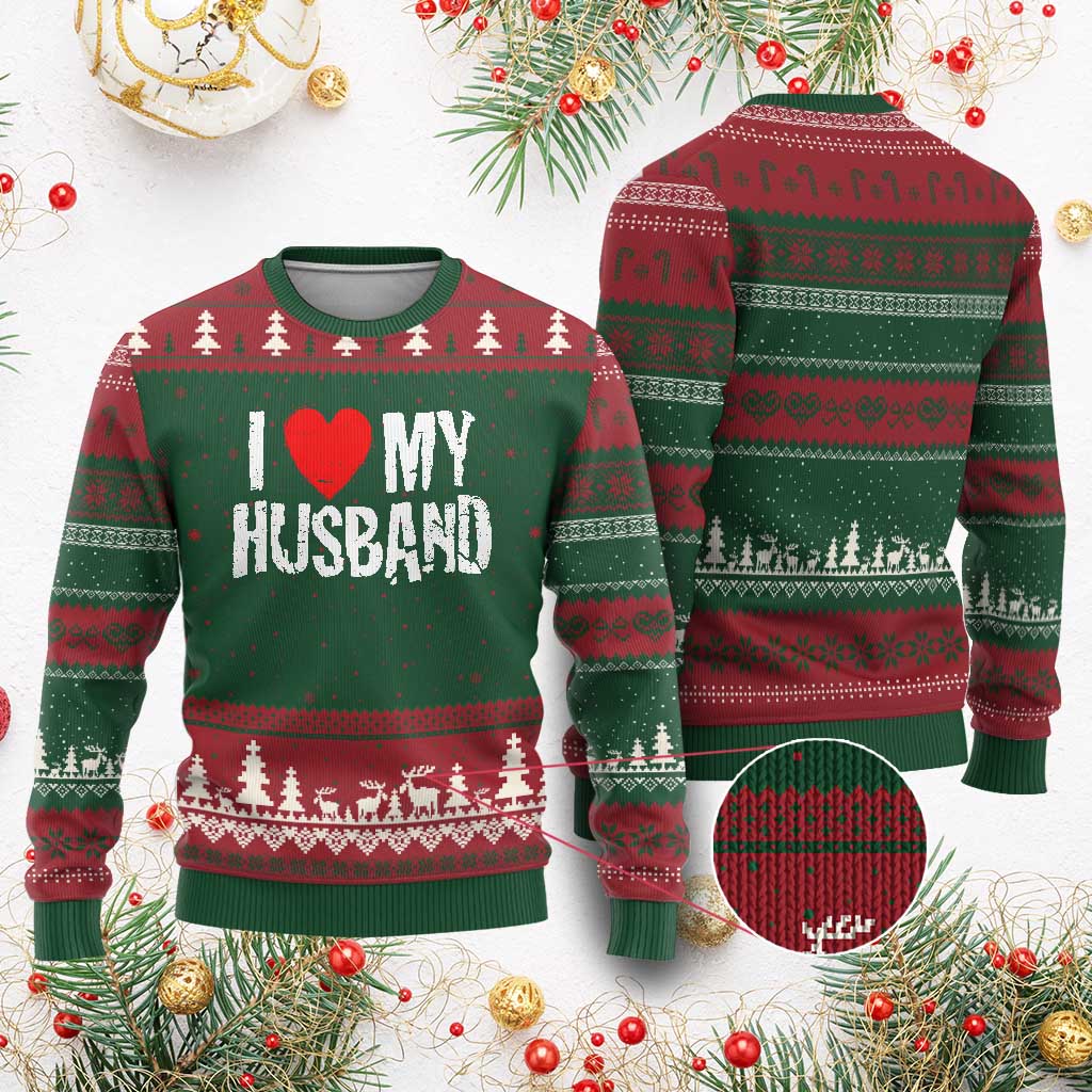 Cool Marriage Humor Gift For Wife Ugly Christmas Sweater I Love My Husband