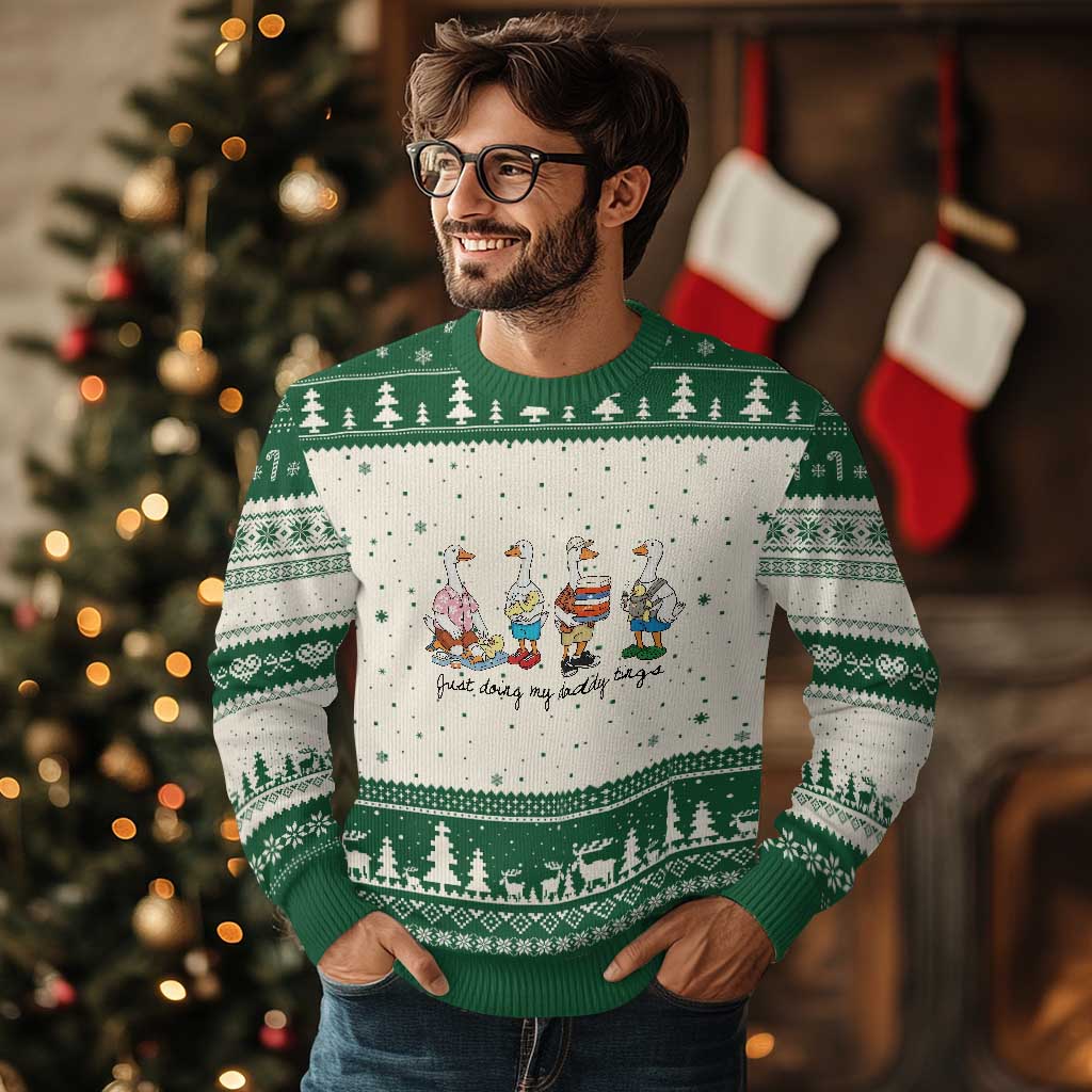 Funny Goose Just Doing My Daddy Things Ugly Christmas Sweater Fathers Day Gift