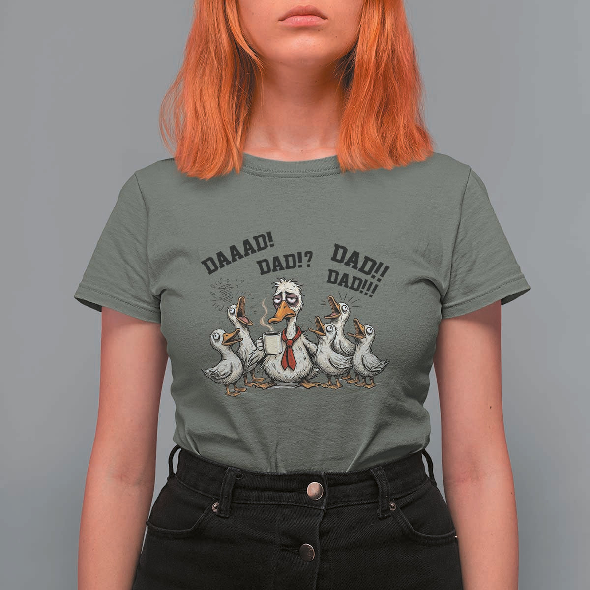 Funny Duck Dad Daaad Dad Dad T Shirt For Women Tired Dad Life Fathers Day Graphic