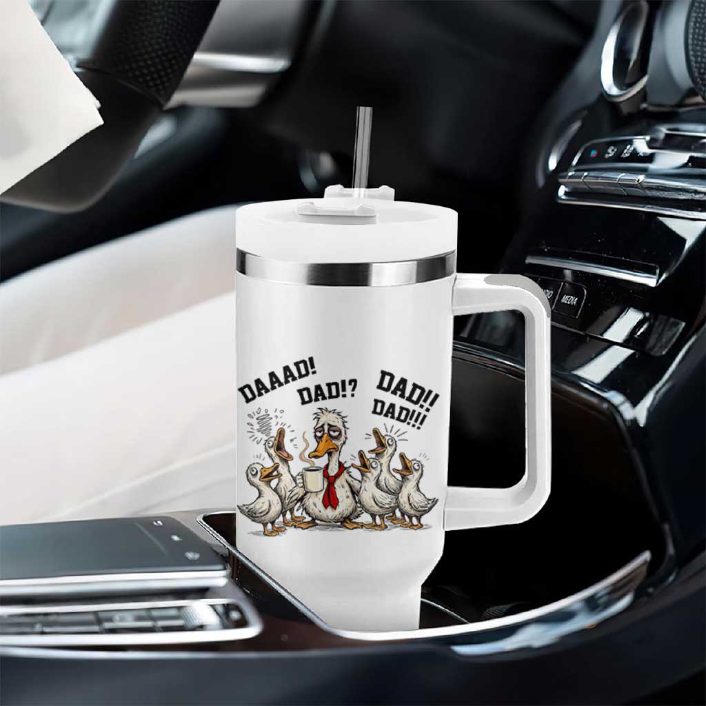 Funny Duck Dad Daaad Dad Dad Tumbler With Handle Tired Dad Life Fathers Day Graphic