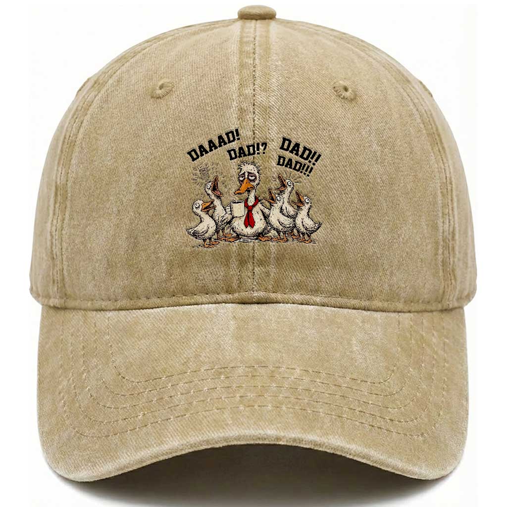 Funny Duck Dad Daaad Dad Dad Washed Cotton Baseball Cap Tired Dad Life Fathers Day Graphic