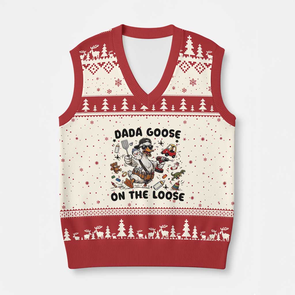 Dada Goose On The Loose V-Neck Knit Sweater Vest Funny Fatherhood Humor Gift