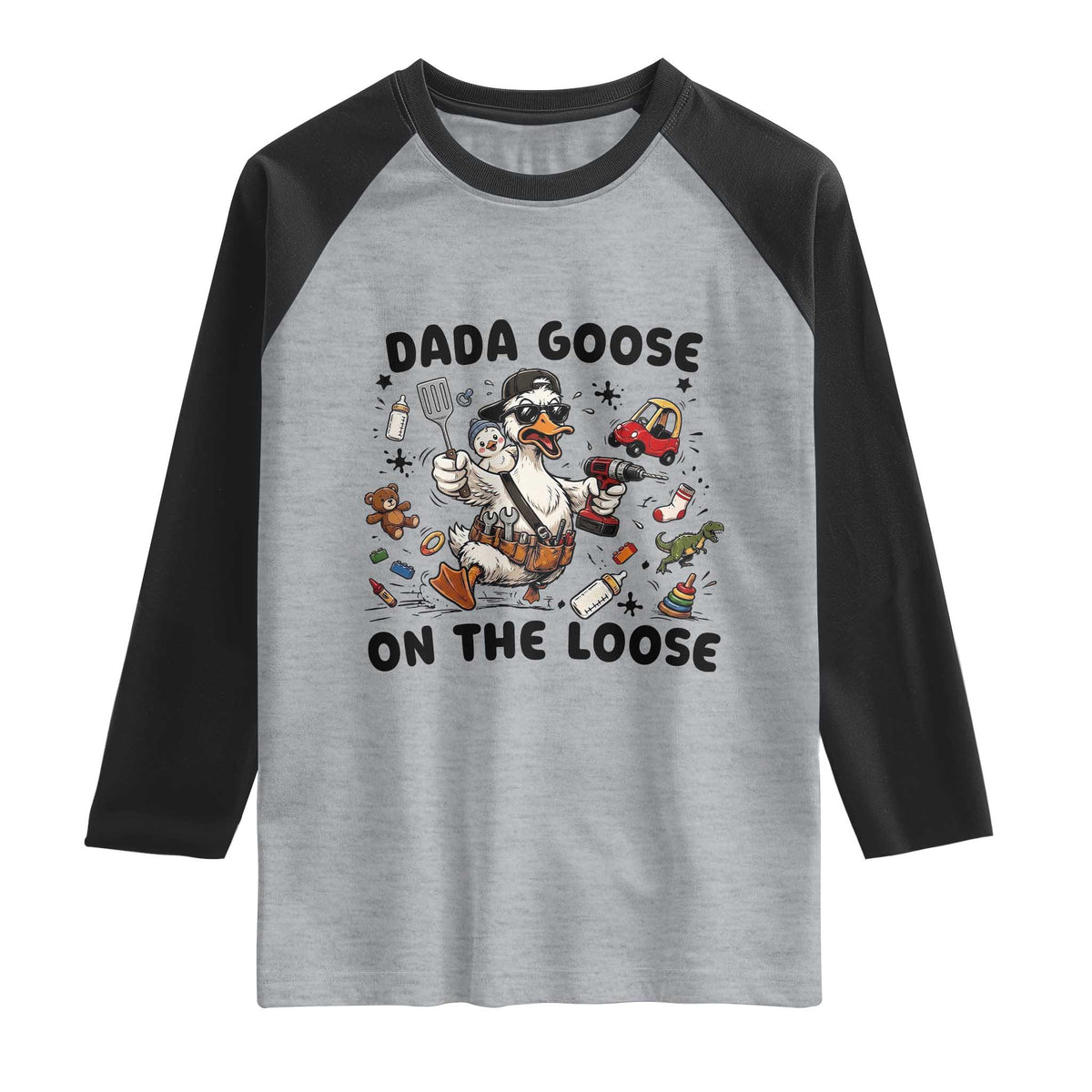 Dada Goose On The Loose Raglan Shirt Funny Fatherhood Humor Gift