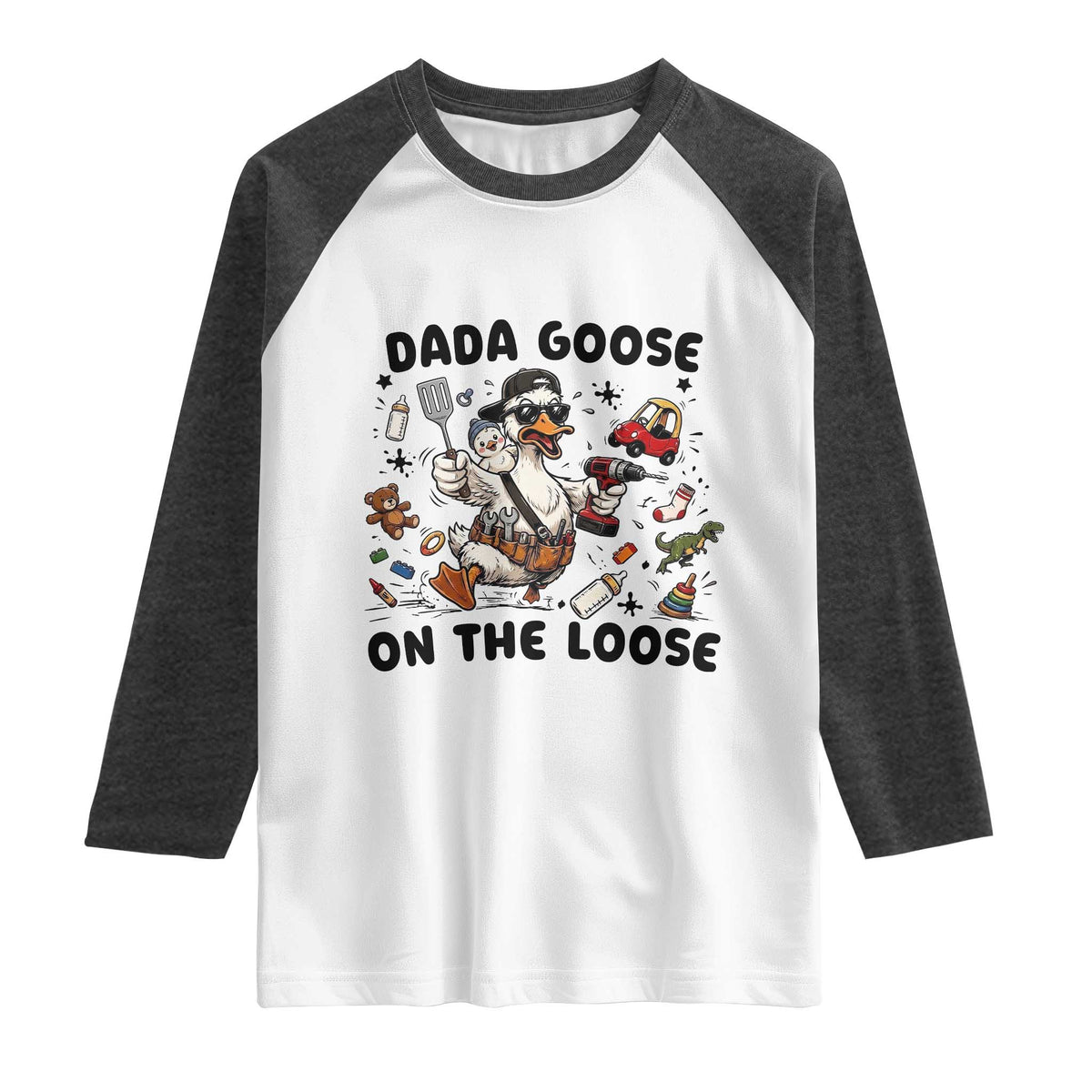 Dada Goose On The Loose Raglan Shirt Funny Fatherhood Humor Gift