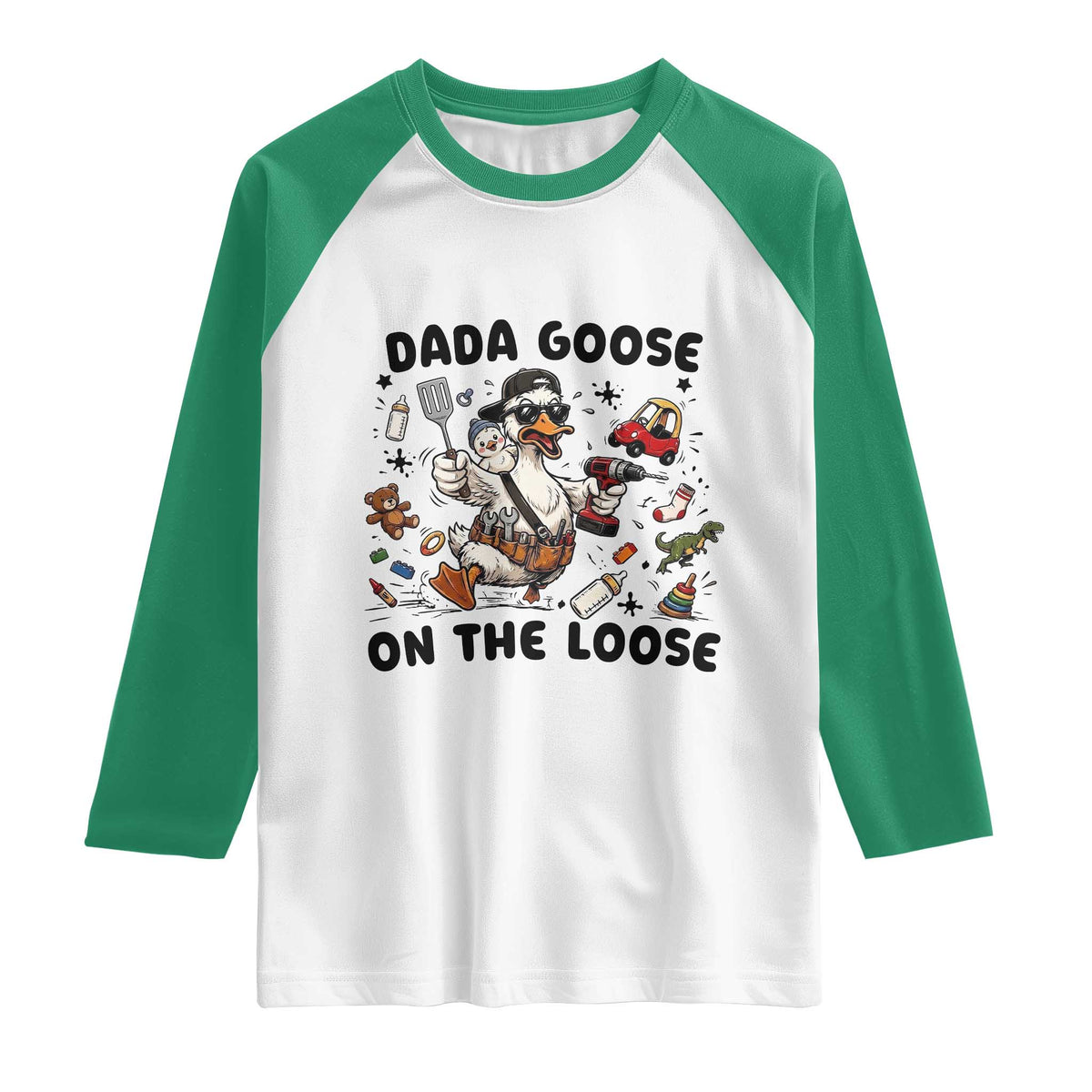 Dada Goose On The Loose Raglan Shirt Funny Fatherhood Humor Gift