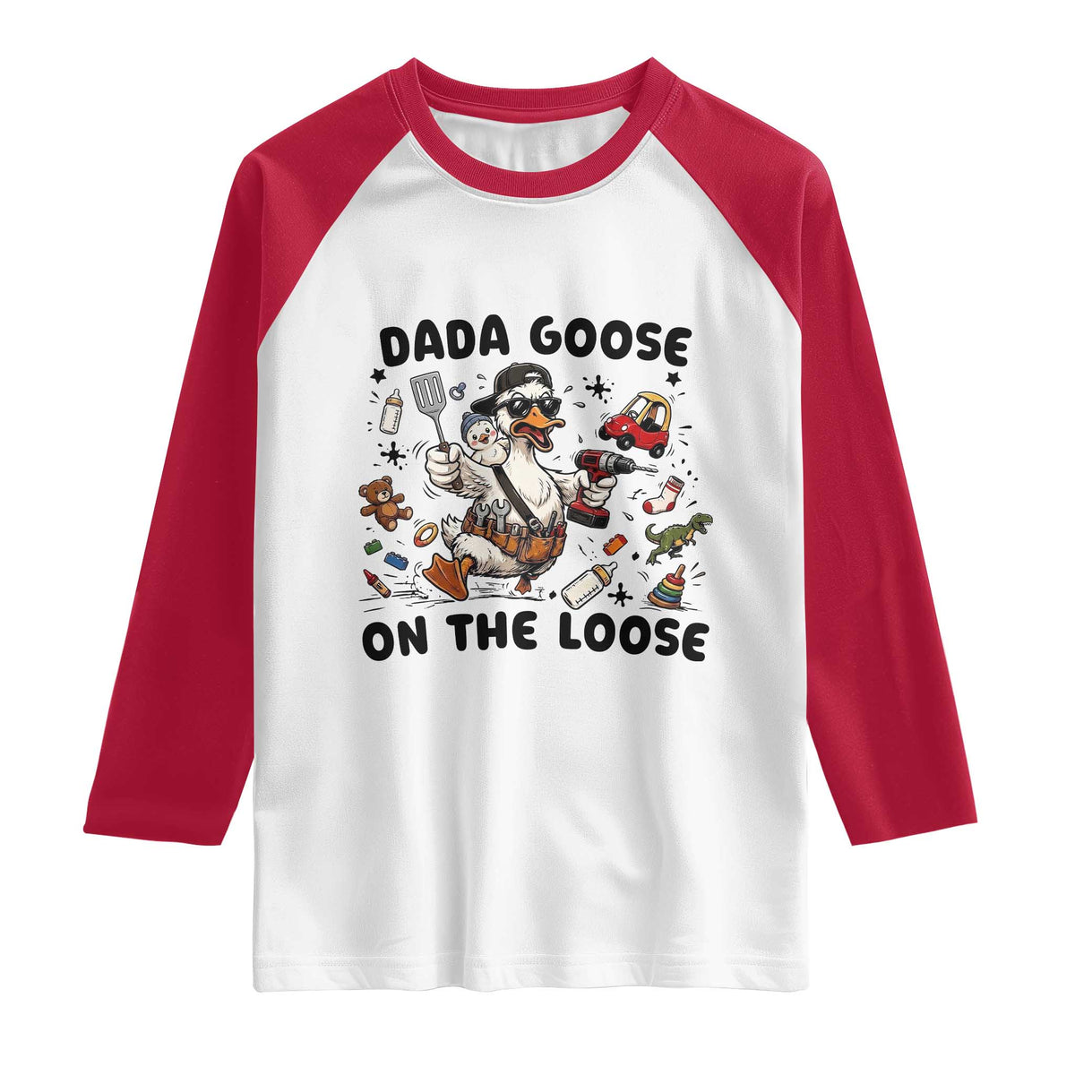 Dada Goose On The Loose Raglan Shirt Funny Fatherhood Humor Gift