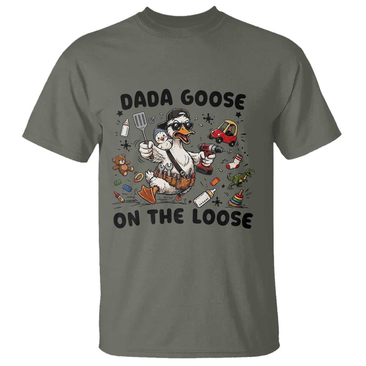 Dada Goose On The Loose T Shirt Funny Fatherhood Humor Gift