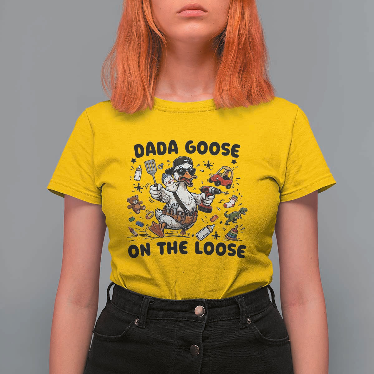 Dada Goose On The Loose T Shirt For Women Funny Fatherhood Humor Gift