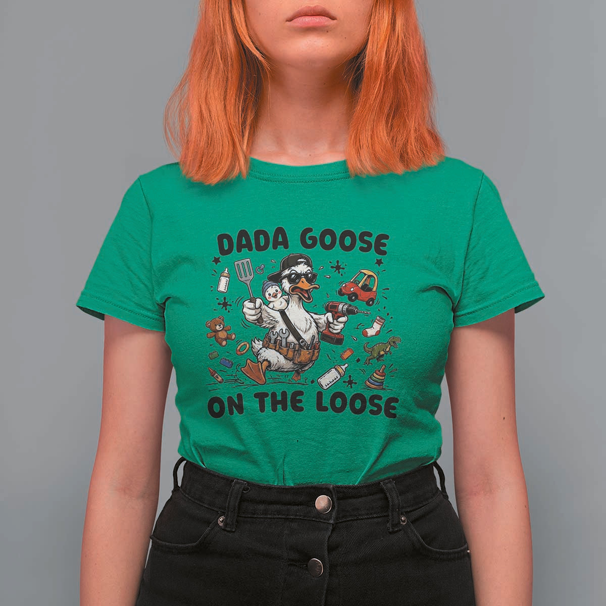 Dada Goose On The Loose T Shirt For Women Funny Fatherhood Humor Gift