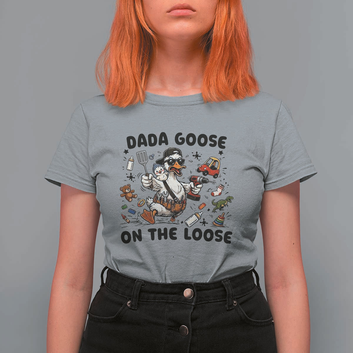 Dada Goose On The Loose T Shirt For Women Funny Fatherhood Humor Gift