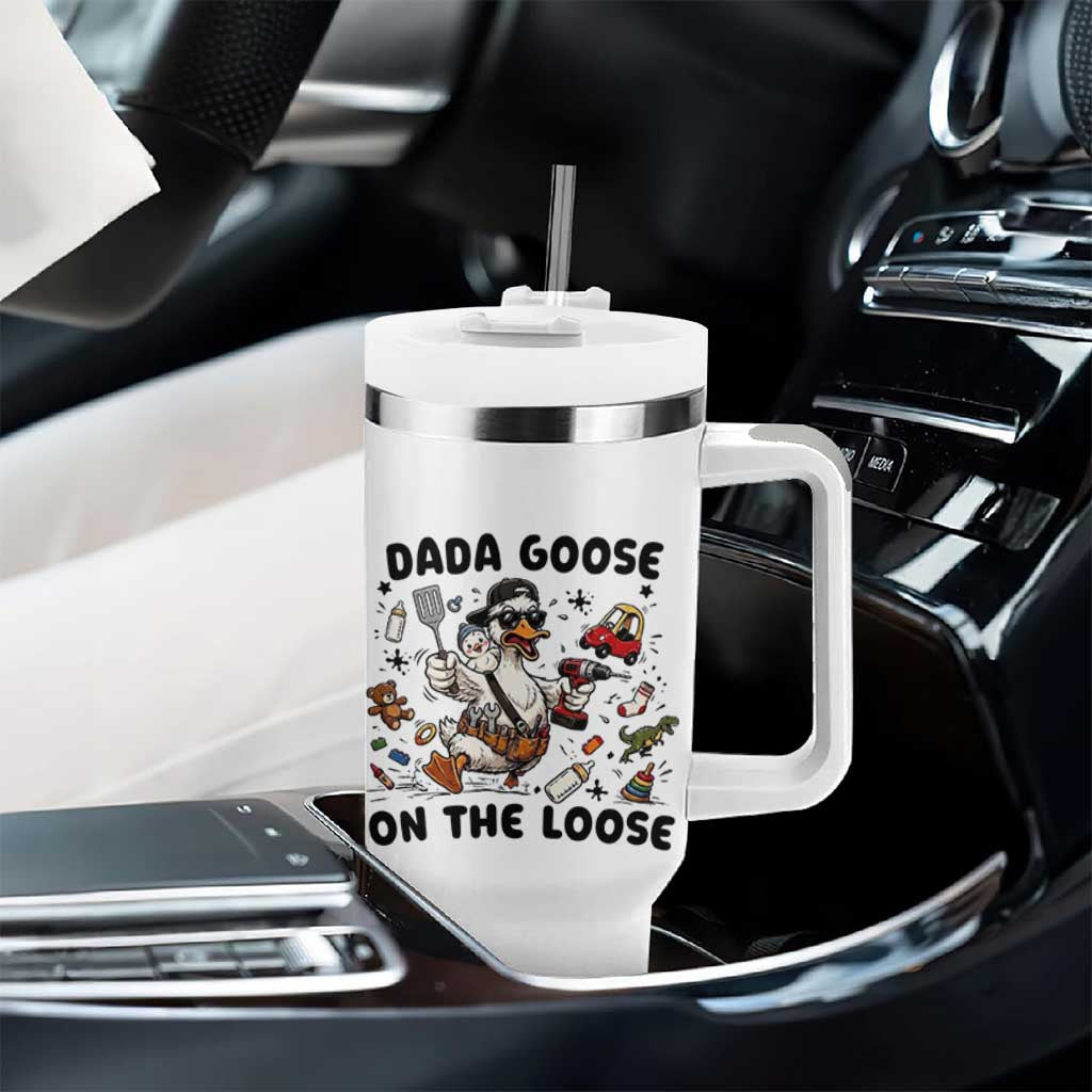 Dada Goose On The Loose Tumbler With Handle Funny Fatherhood Humor Gift
