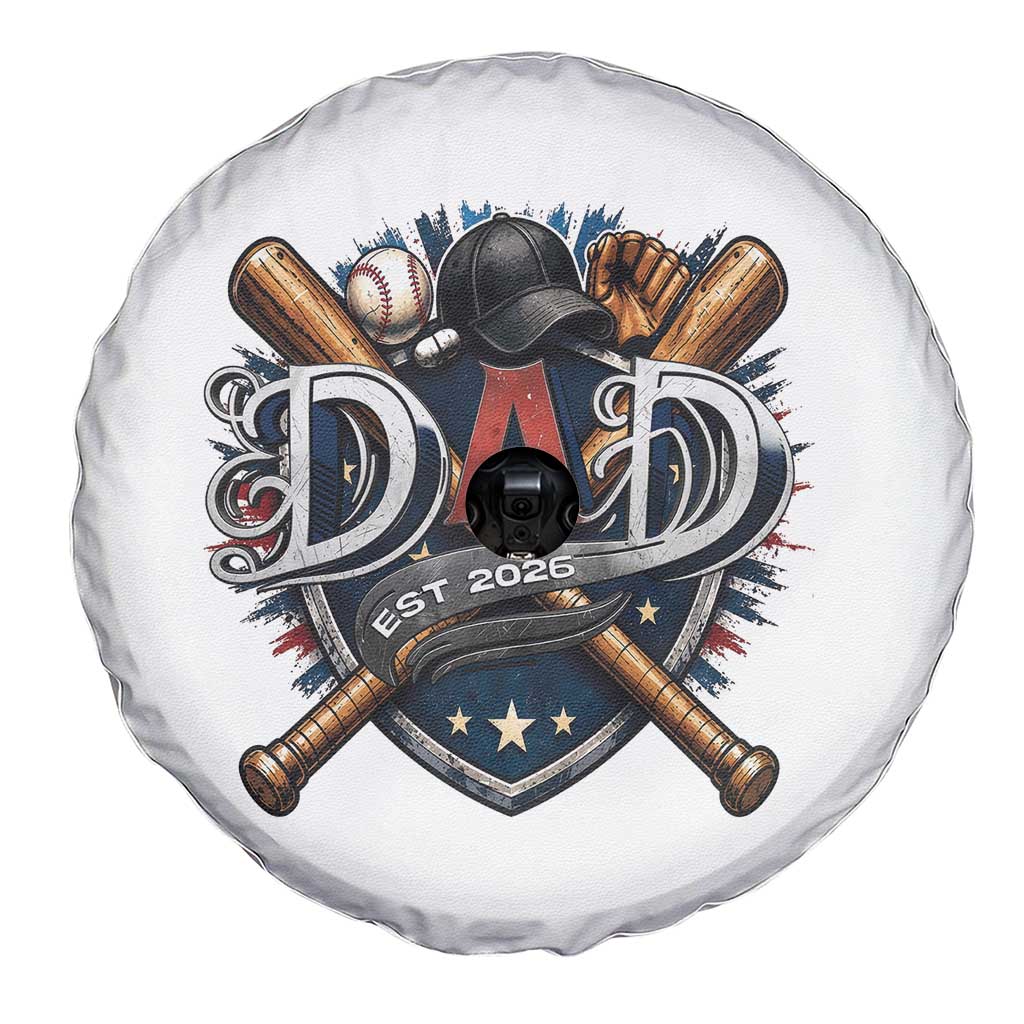 Baseball Dad Est 2026 Spare Tire Cover New Dad Father's Day Gift