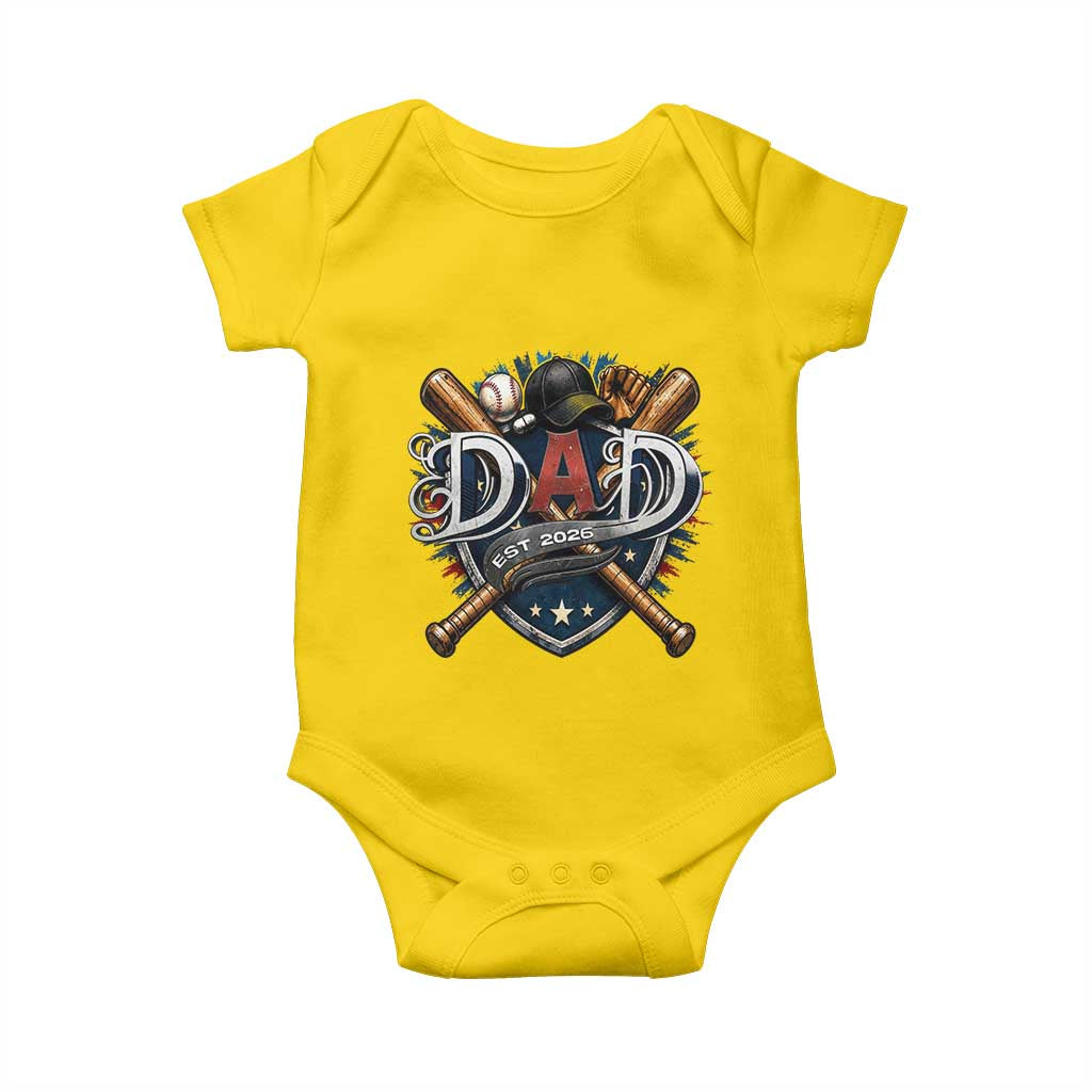 Baseball Dad Est 2026 Baby Onesie New Dad Father's Day Gift