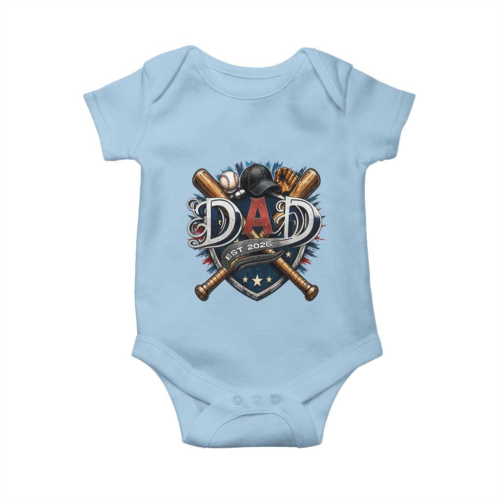 Baseball Dad Est 2026 Baby Onesie New Dad Father's Day Gift