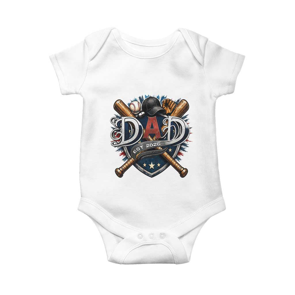 Baseball Dad Est 2026 Baby Onesie New Dad Father's Day Gift